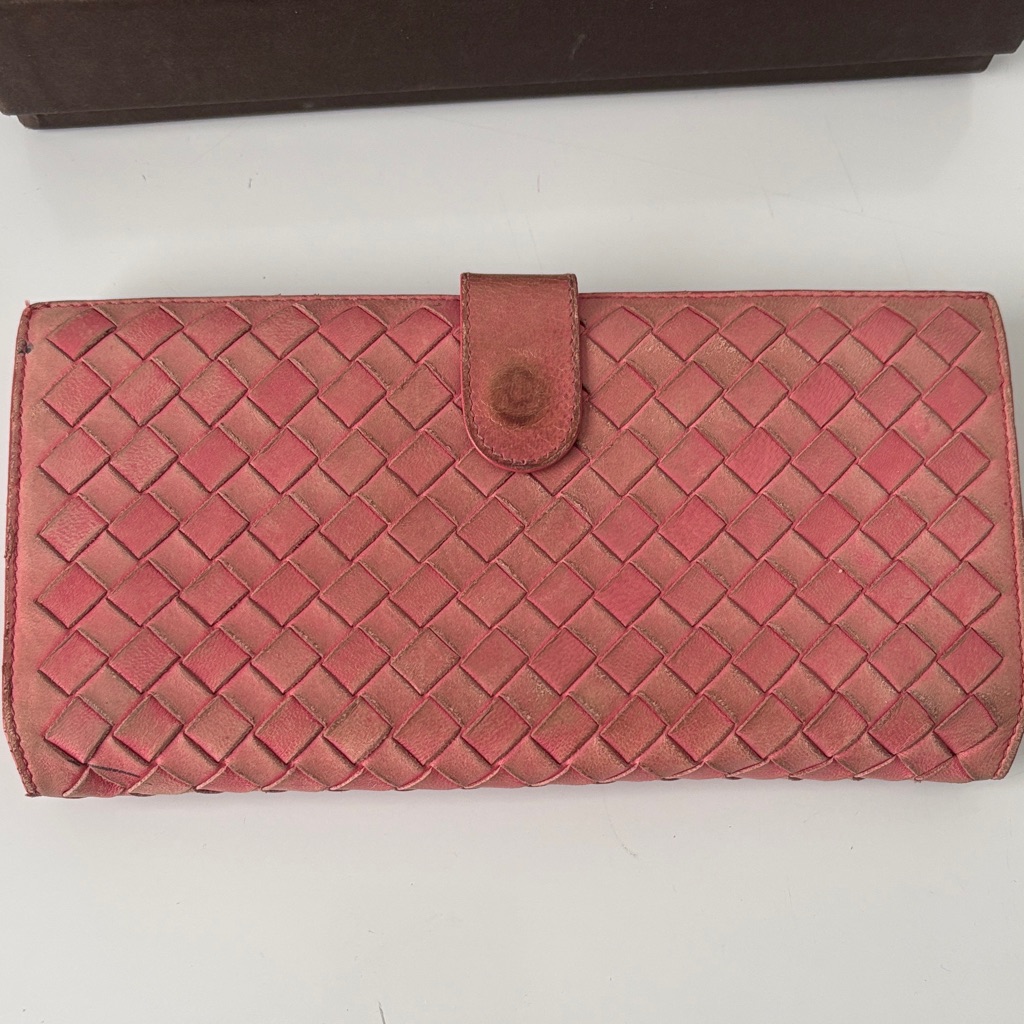 Bottega Veneta Pink Woven Wallet